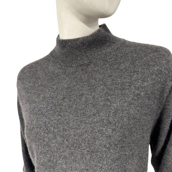Forte Cashmere Charcoal 100% Cashmere Mock Turtleneck Sweater Womens Sz L Large - Picture 2 of 7